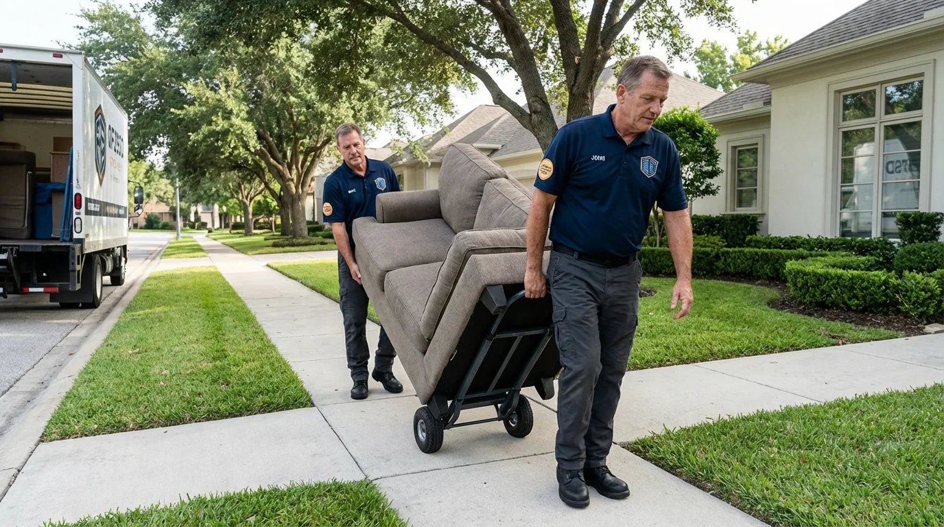 Local residential moving crew loading furniture in Gouldsboro, ME