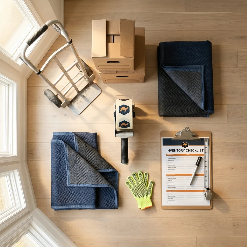 Professional moving supplies and packing materials layout for Gouldsboro residential relocations